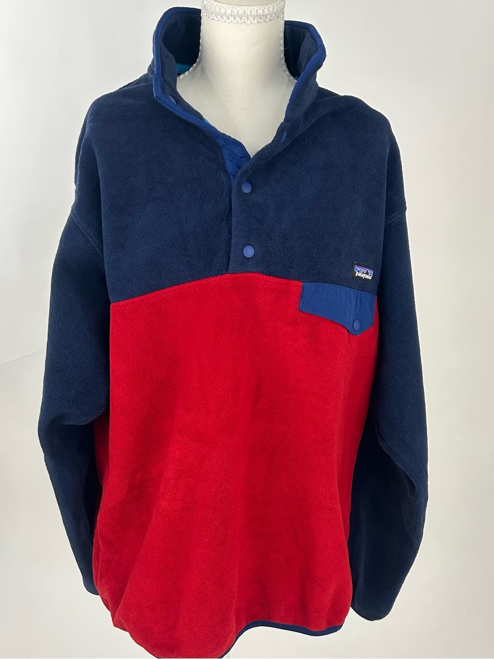 Patagonia Synchilla Snap-T Fleece Pullover Men's L Red Navy 25580
